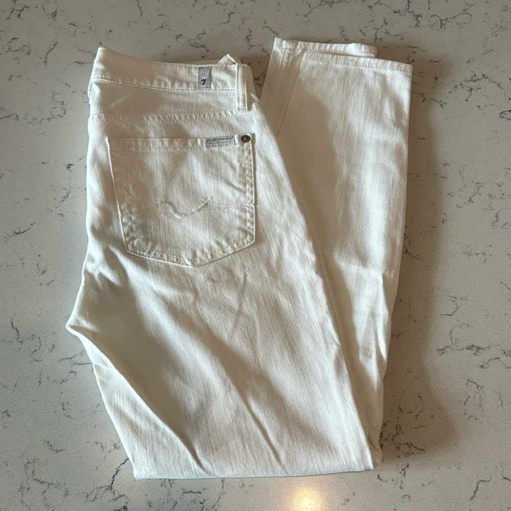 7 FOR  ALL MAN KIND WHITE DENIM ANKLE GWENEVERE JEANS SIZE 27